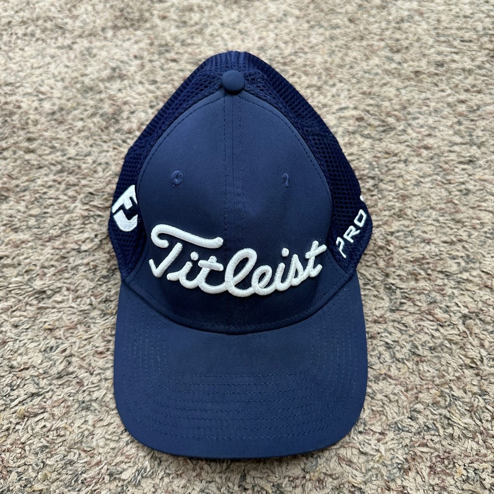 Titleist New Era Golf Hat Navy Blue Mesh Back Pro V1 FootJoy FJ Medium-Large